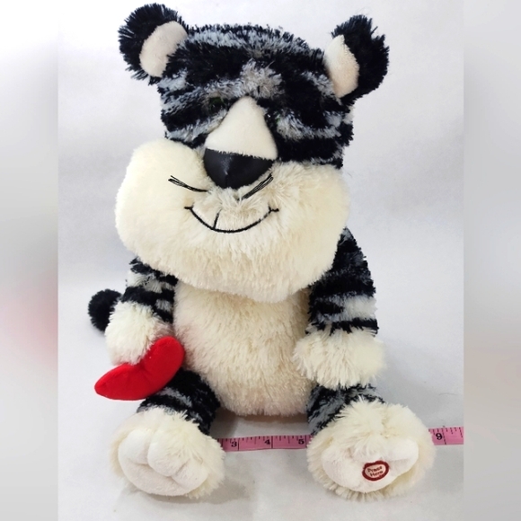 Hallmark Leonardo the Tiger Valentine Plush Interactive Talks White Black Stripe - Picture 1 of 8